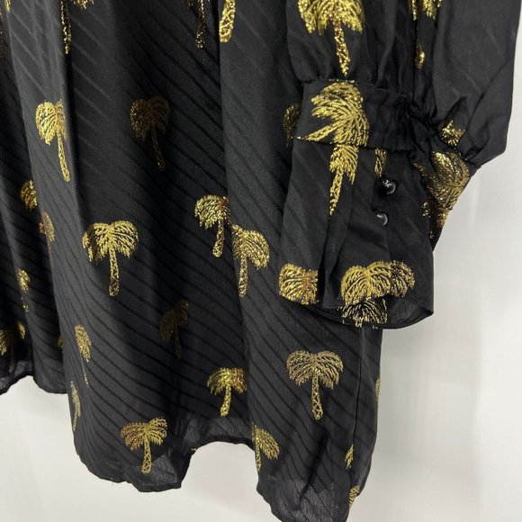 Coach Dress Page Boy Silk Blend Black Palm Tree Long Sleeve Mini NWT - Picture 8 of 12
